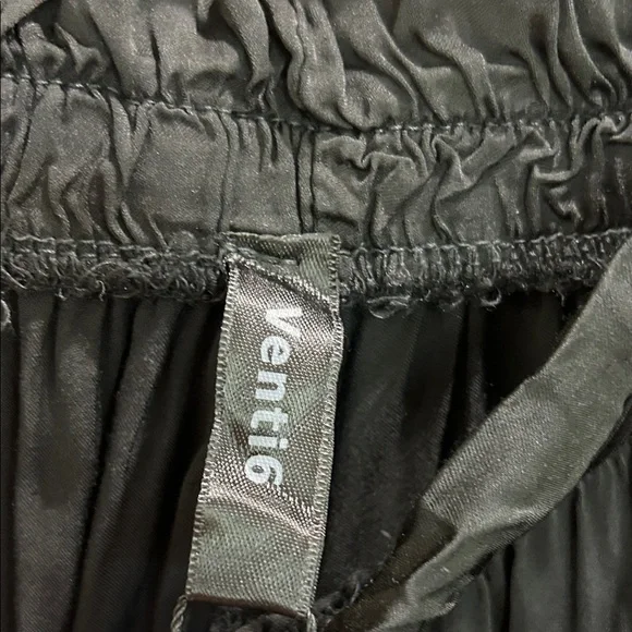 Wide Leg Black Women's Pants - Drawstring Waist with pockets - Picture 5 of 8